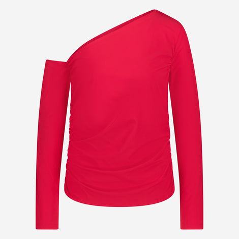 Lidia stretch technical jersey top | Red
