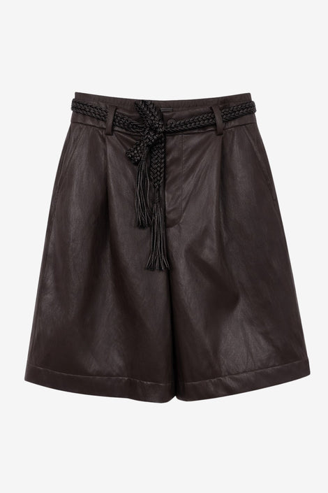 Sola eco leather bermuda shorts | Dark Brown