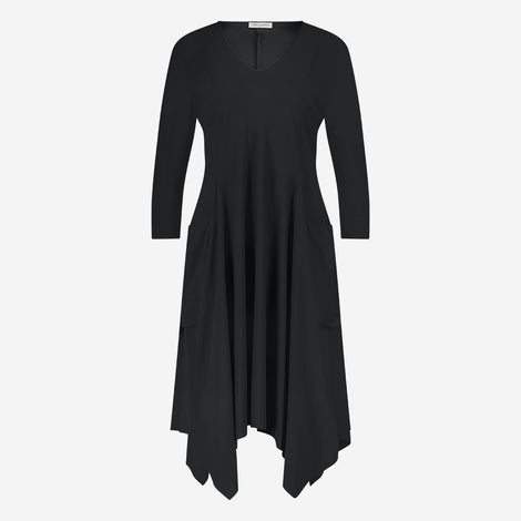 Caro LS stretch technical jersey dress | Black