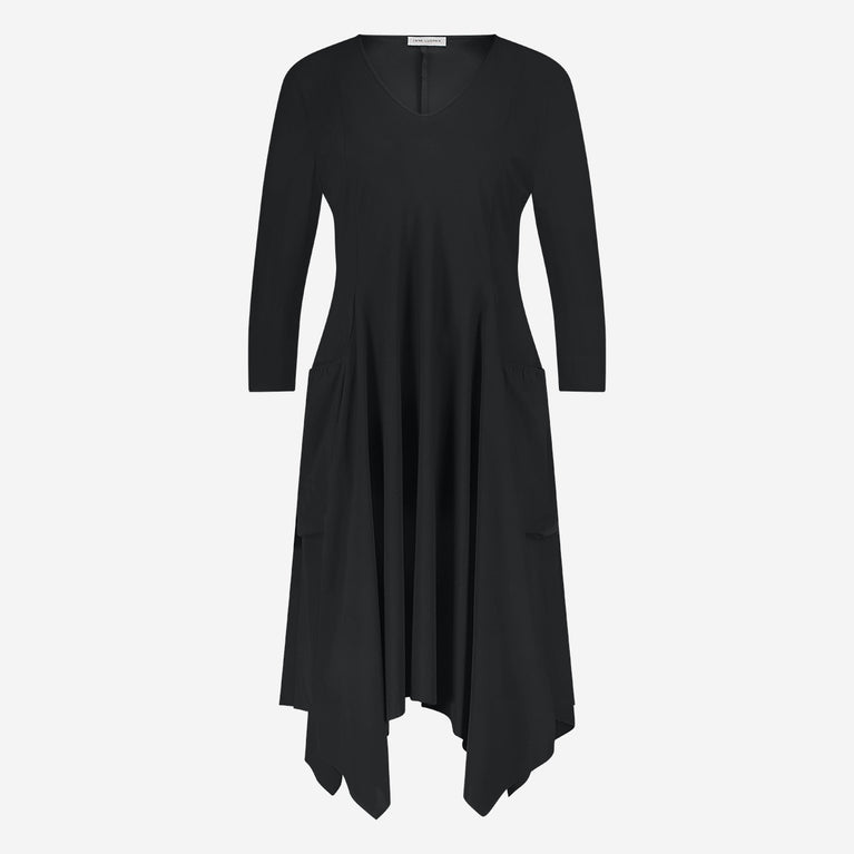 Caro LS stretch technical jersey dress | Black
