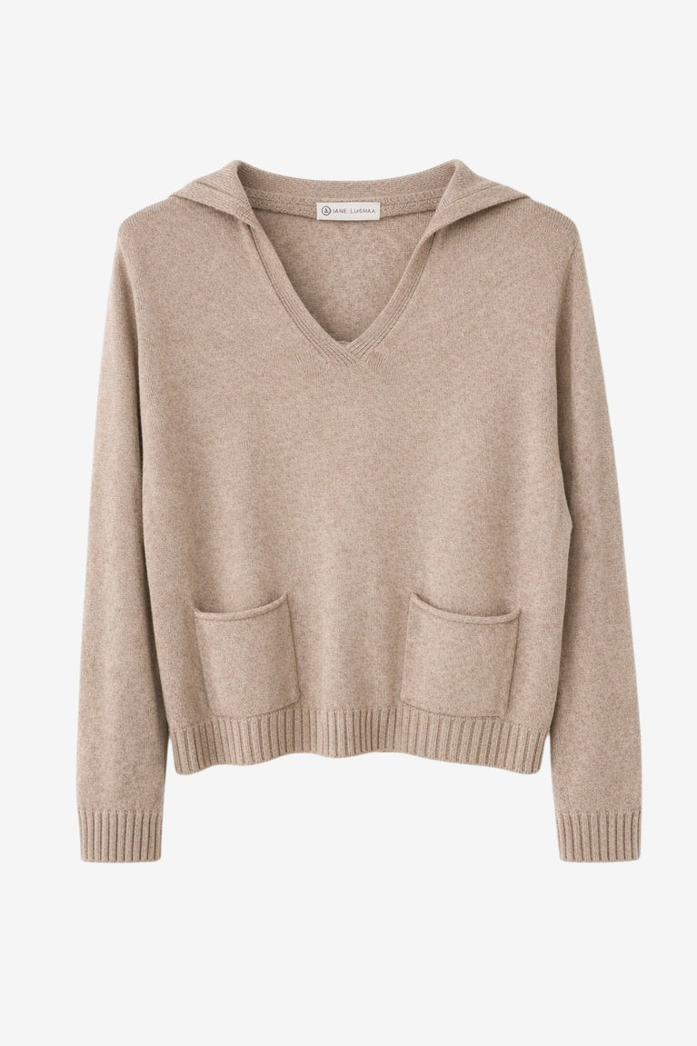 V-neck dyed viscose pullover NB2310 | Camel