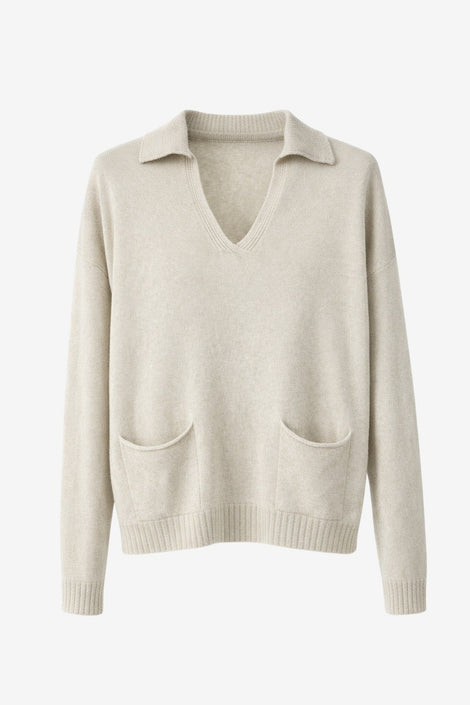V-neck dyed viscose pullover NB2310 | Ecru