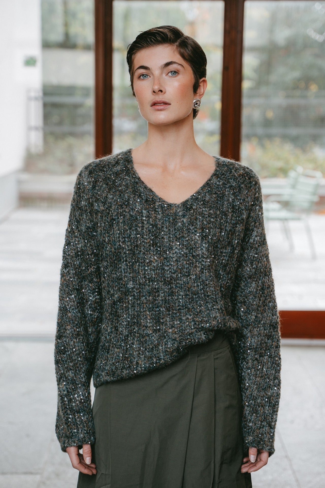Shiny oversized pullover H20034 Shiny oversized pullover H20034 | Melange