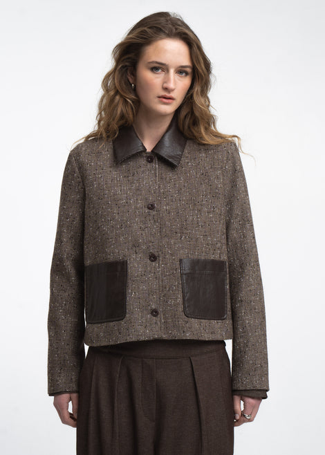 Isolde wool blend pocket blazer | Brown