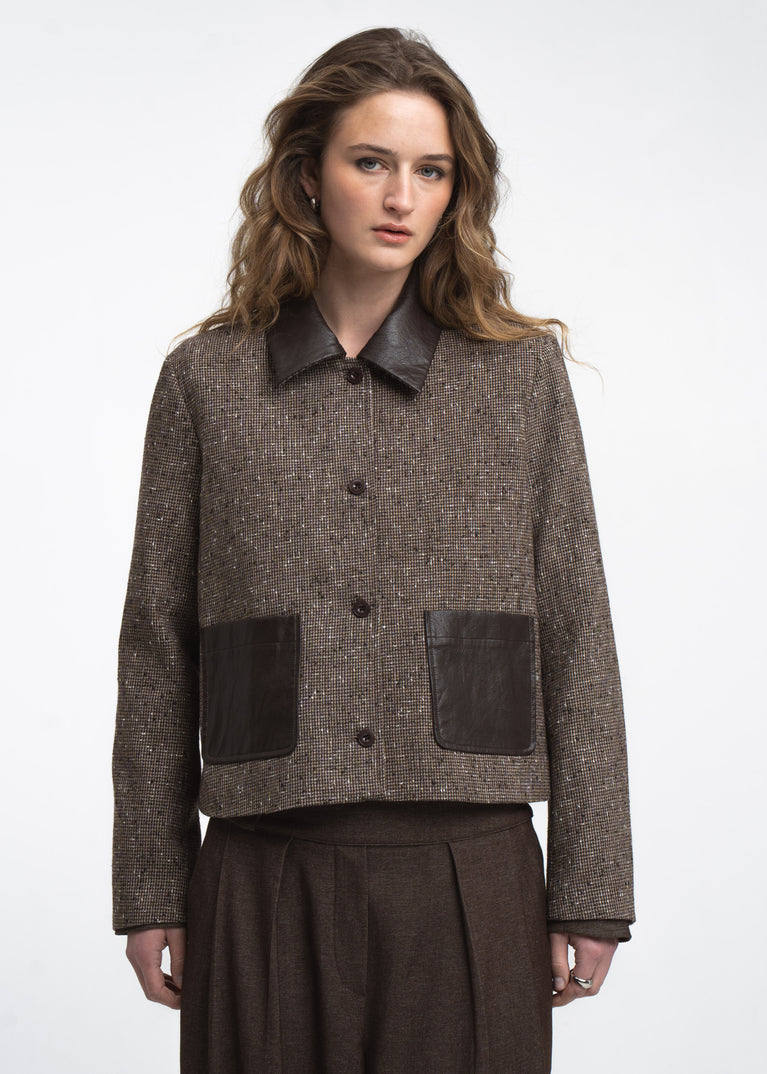 Isolde wool blend pocket blazer | Brown