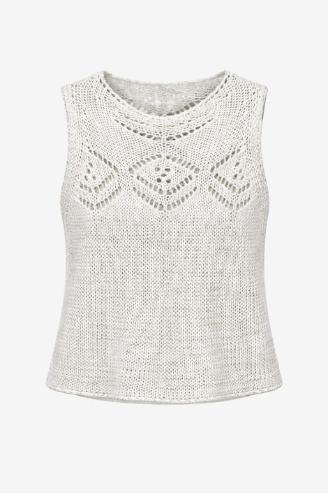 Sequined hole top 25052 | Ecru