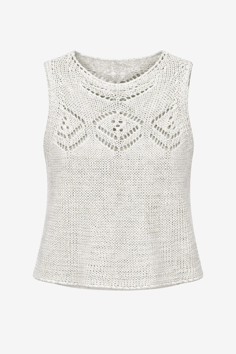 Sequined hole top 25052 | Ecru