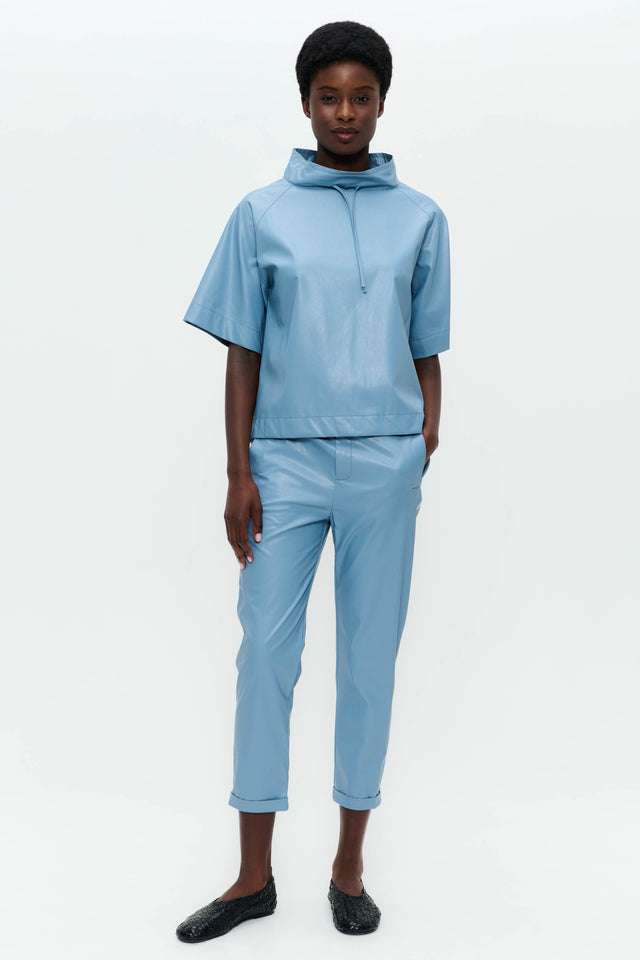 Florian eco-leather top | Light Blue