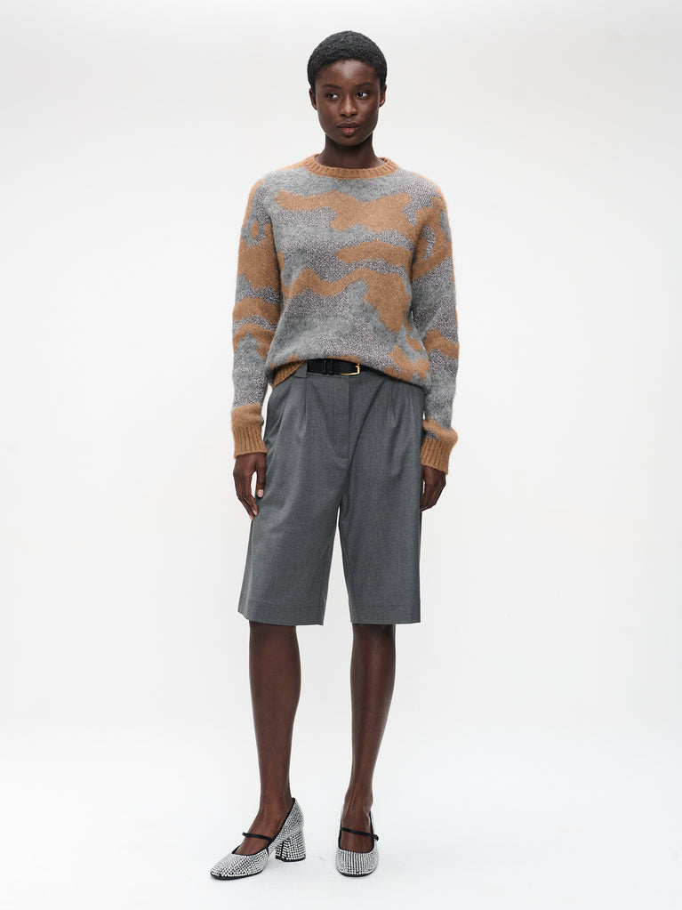 Pullover shiny inlay H25171 | Cognac