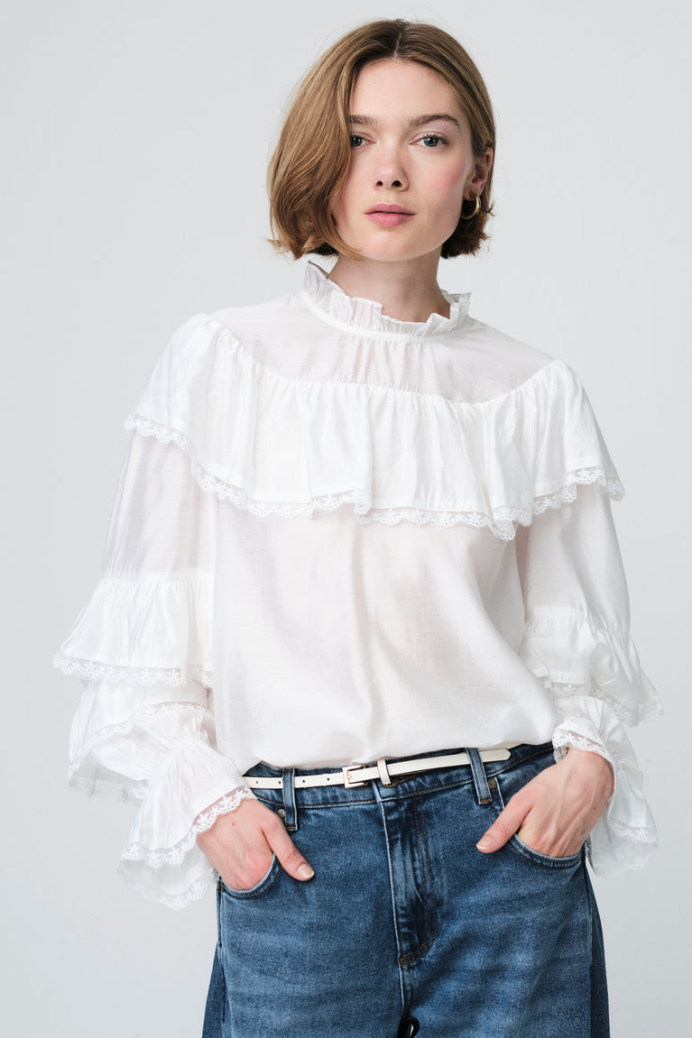 Mady viscose bohemian top | White