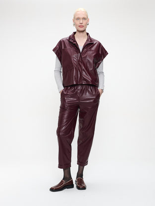 Paola eco leather blouse | Bordo