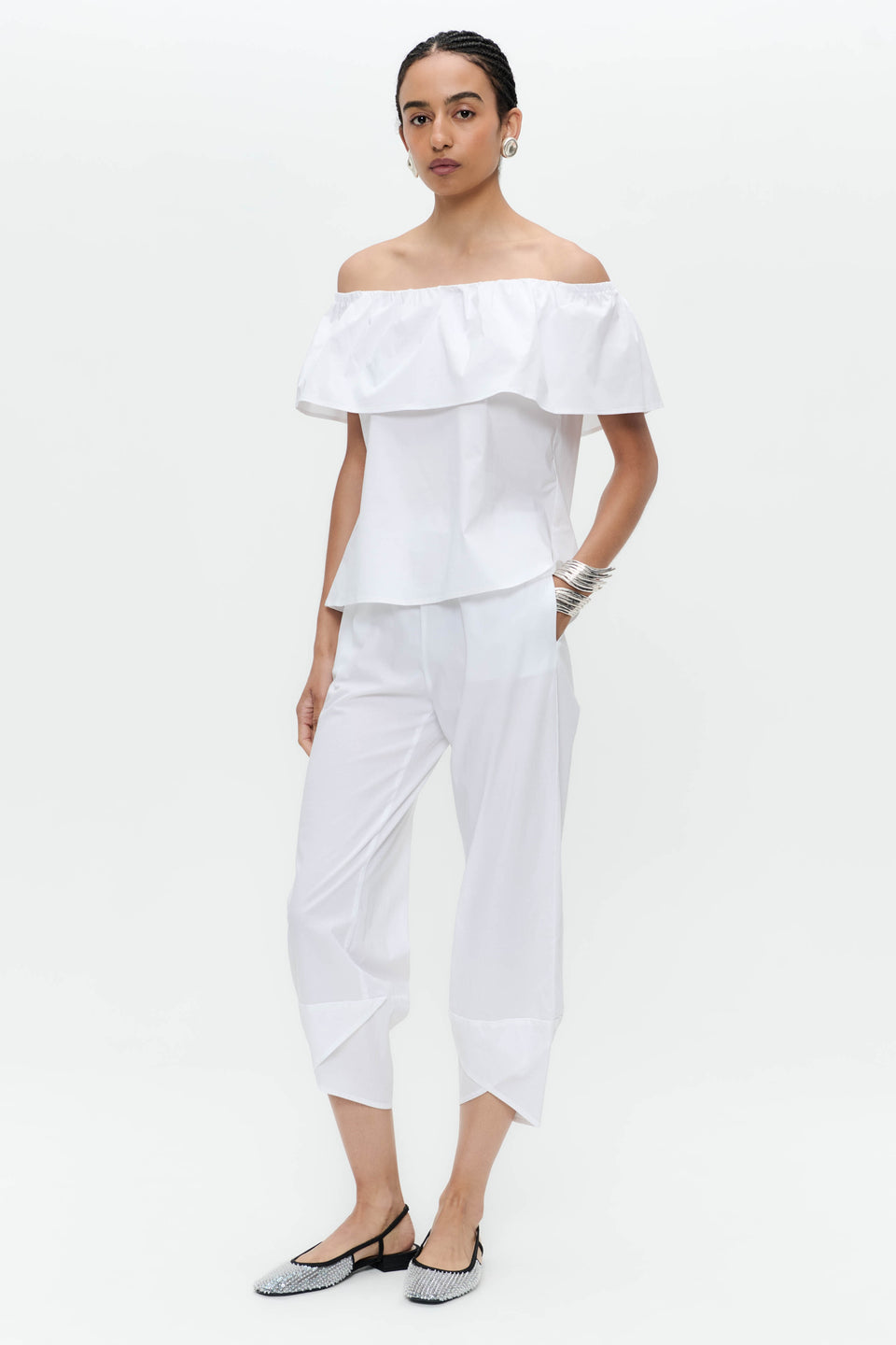 Cotton summer pants T549 | White