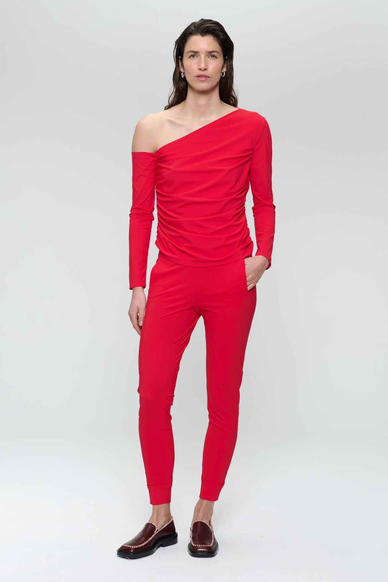 Lidia strech technical jersey top | Red