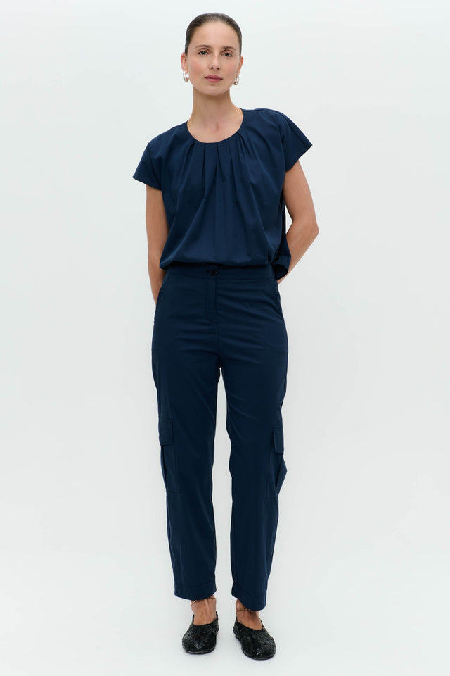 Sesamo poplin pants | Blue denim