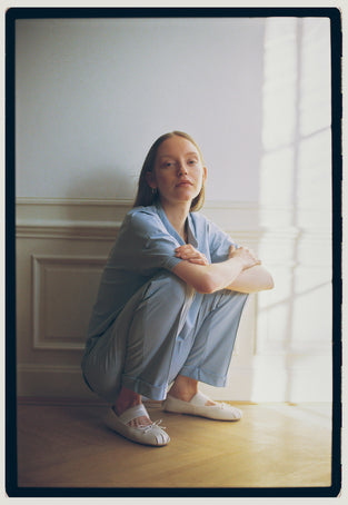 Lissa structure tech jersay top | Light Blue