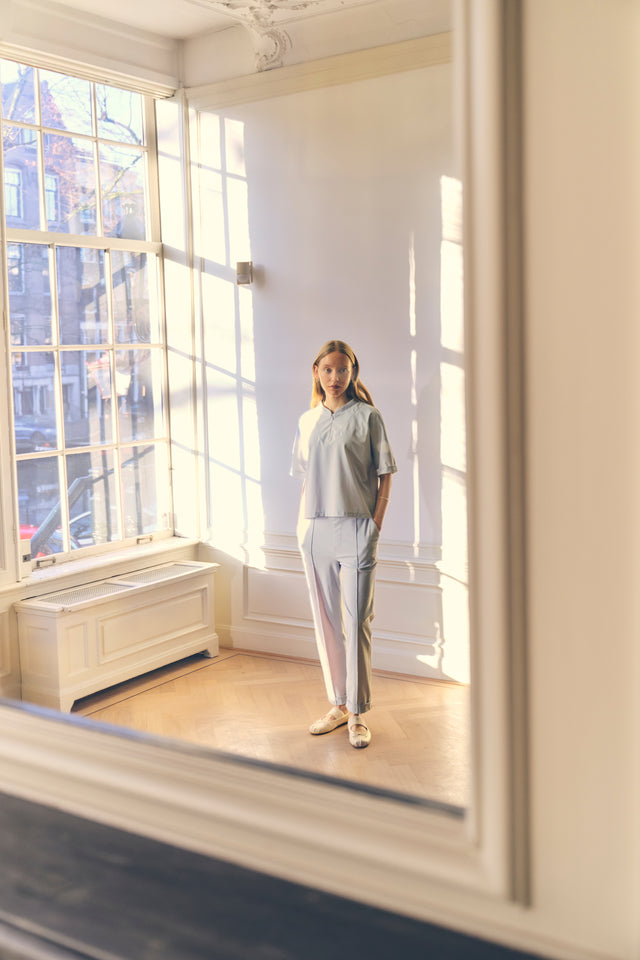 Lissa structure tech jersay top | Light Blue