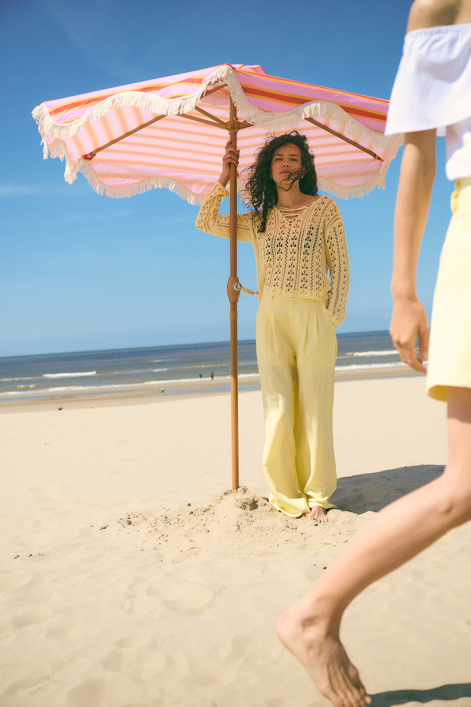 Hamako linnen mix pants | Yellow