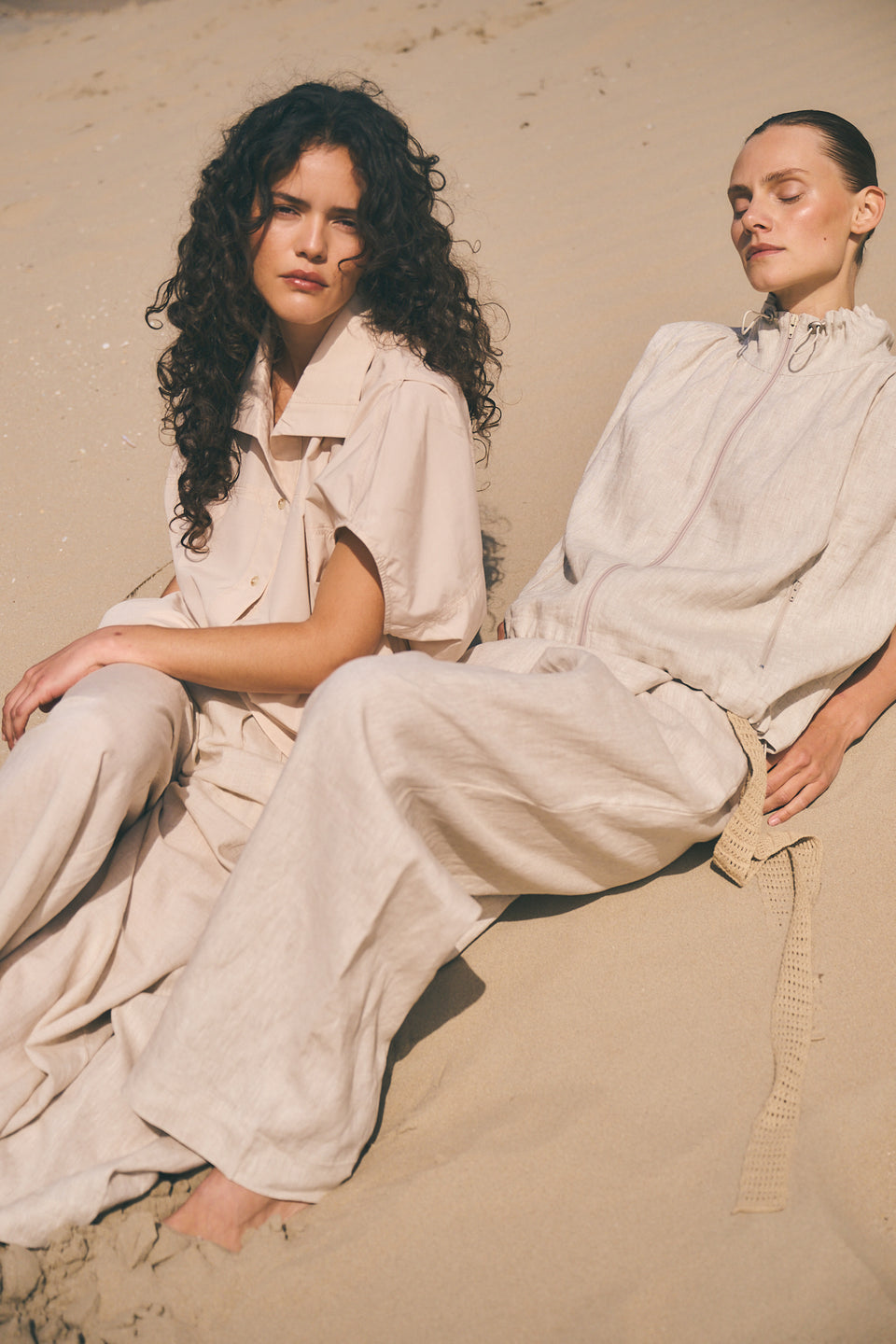 Hamako linnen mix pants | Beige