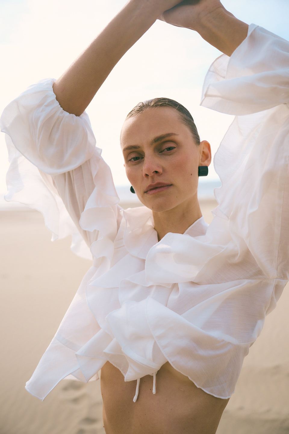 Saby ruffled viscose blouse | White
