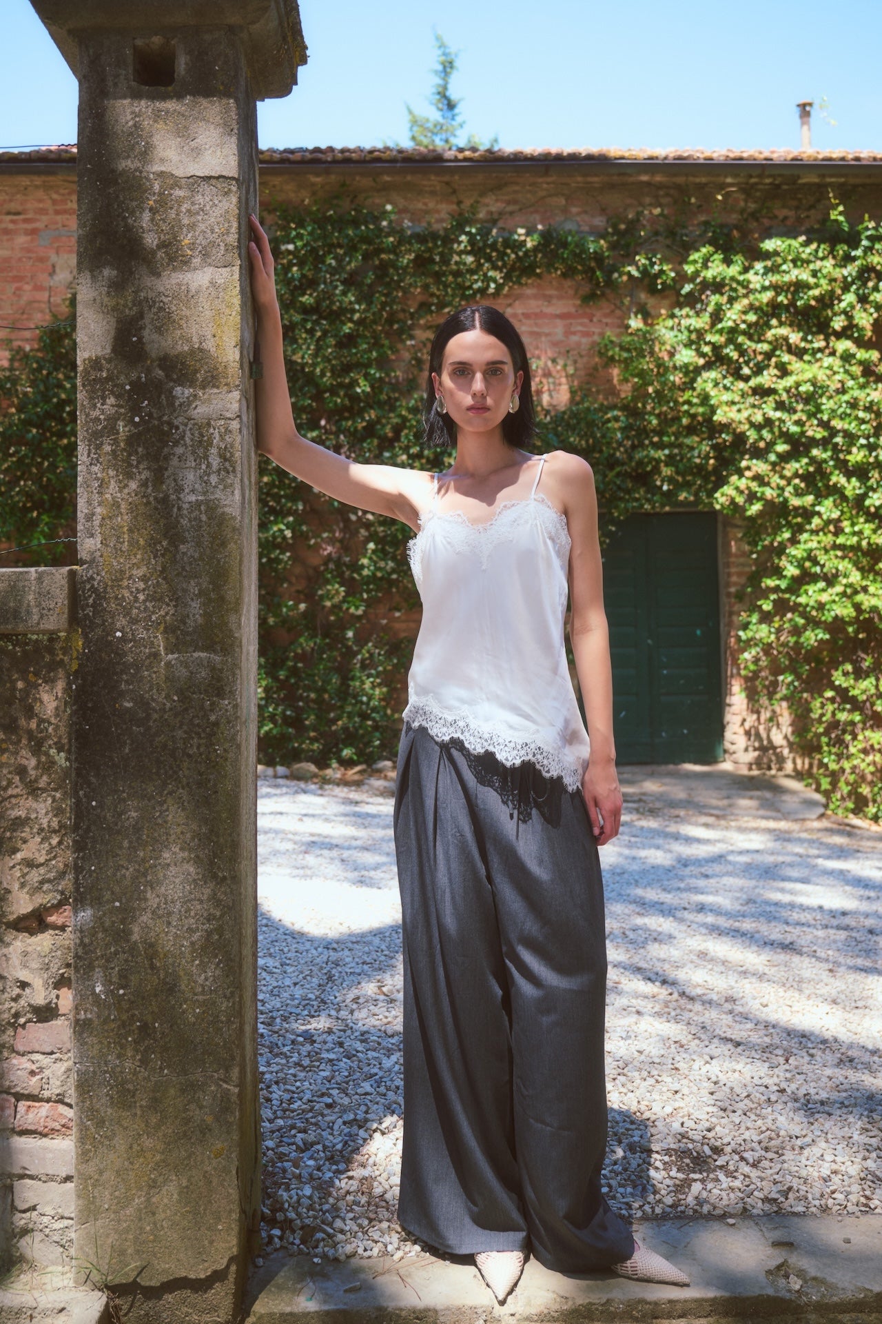 Nova viscose pleated pants | Grey