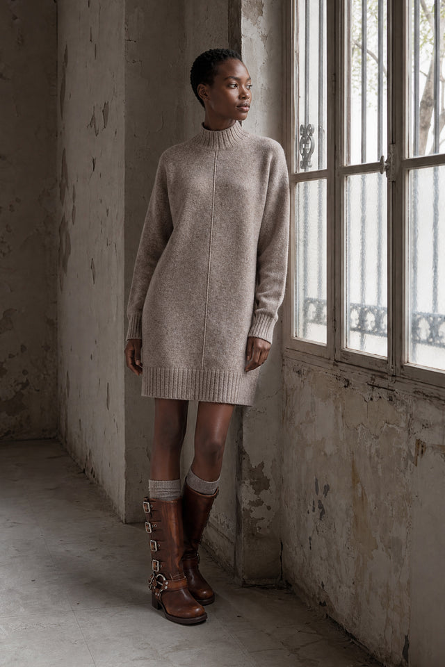 Long pullover viscose blend 2068 | Light Brown