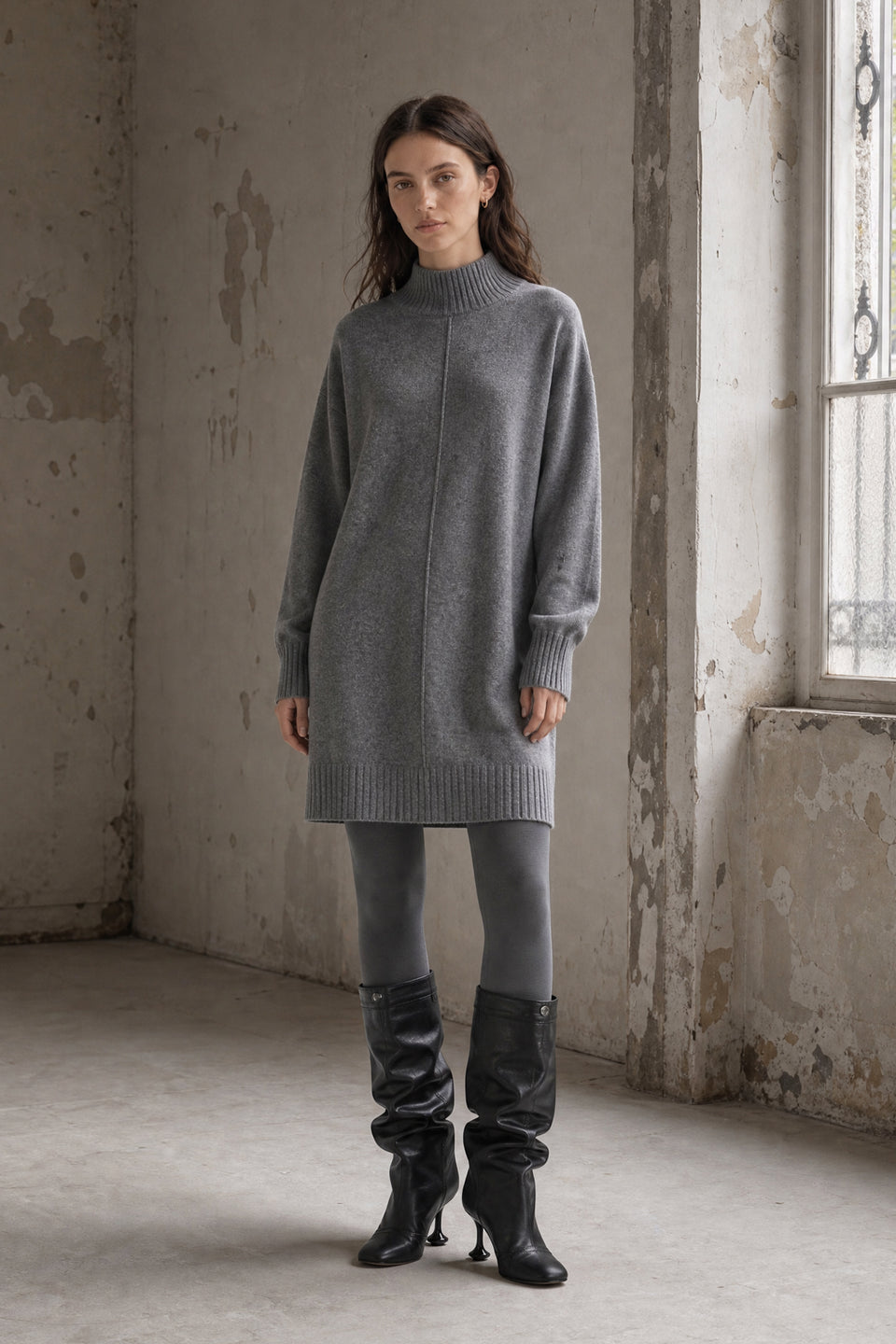Long pullover viscose blend 2068 | Dark Grey