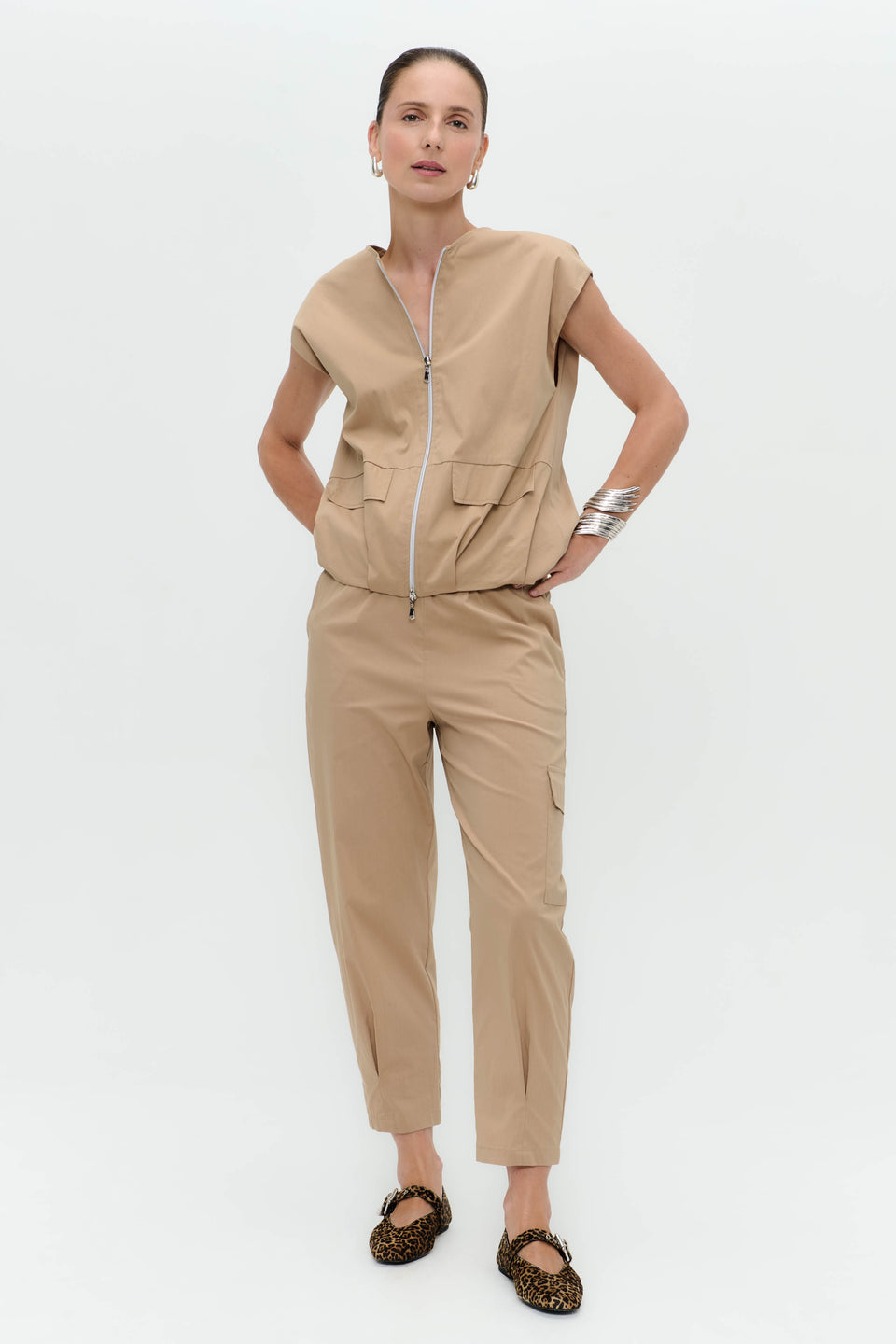 Ubino cotton poplin pants | Beige