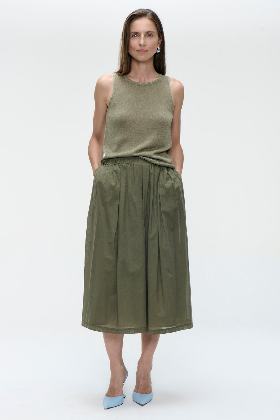 Alle voile cotton skirt | Green