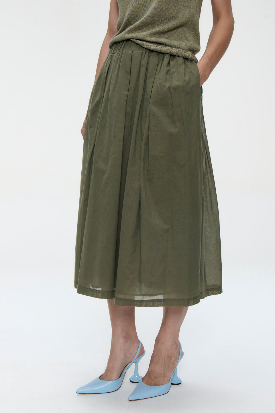 Alle voile cotton skirt | Green