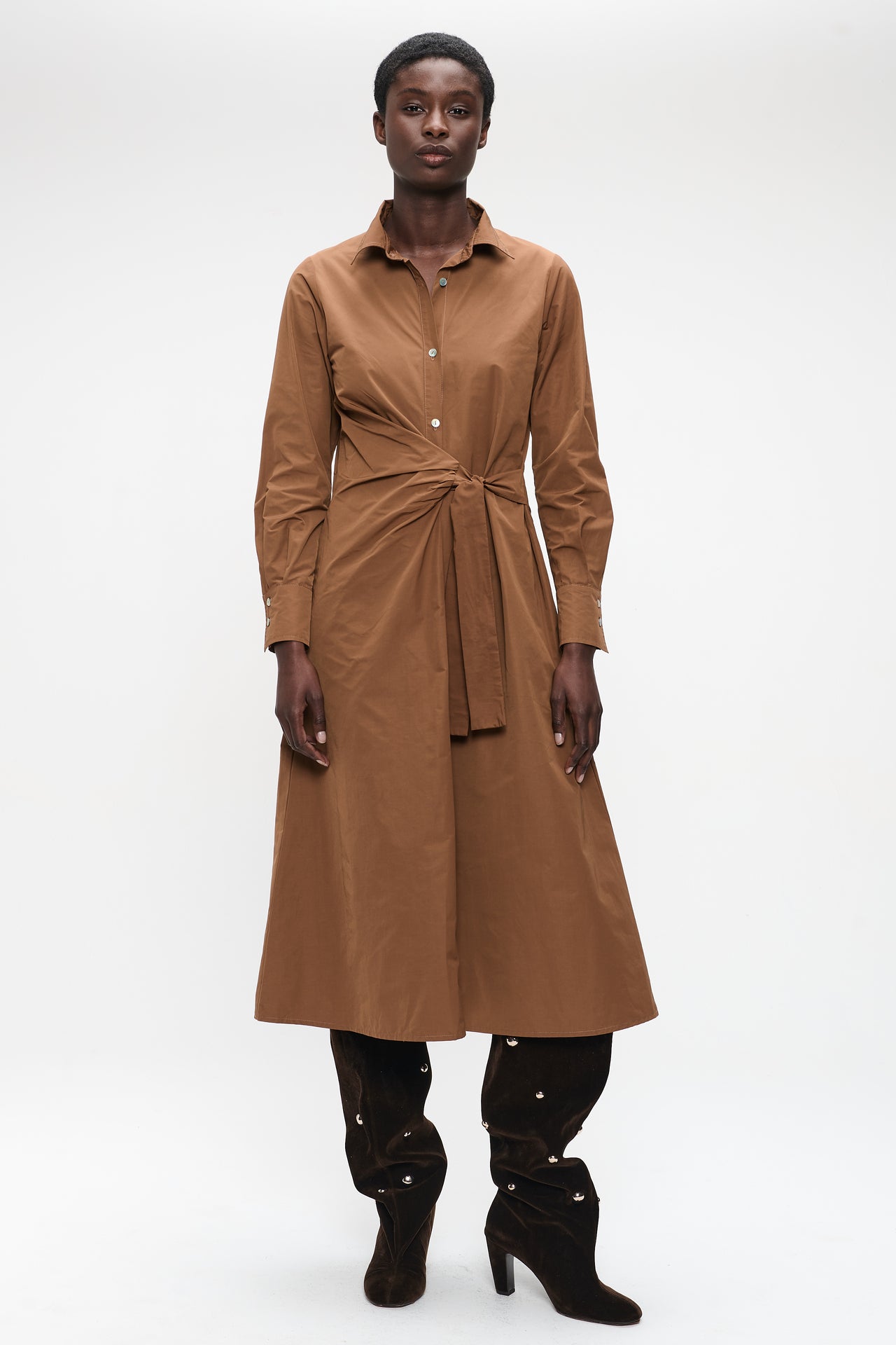 Edyta taffeta dress | Camel