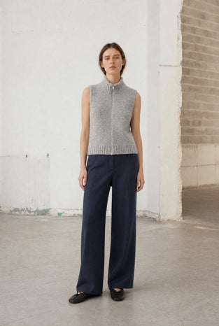 Viscose wide-leg pants | Blue
