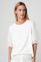 Pamela jersay/tafeta mix blouse | Off White