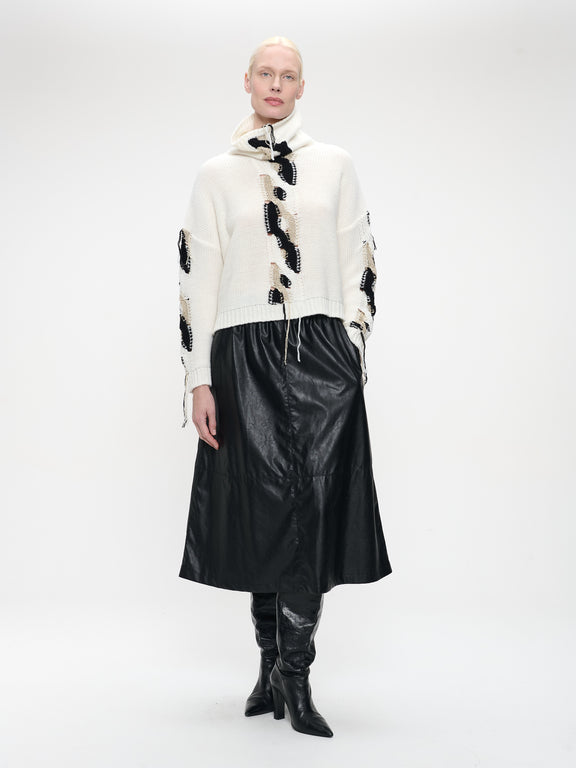 Fancy high neck Pullover H25024 | Off White
