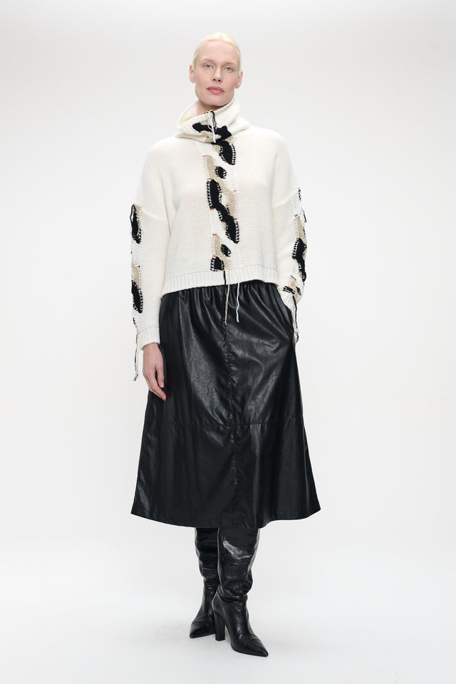 Fancy high neck Pullover H25024 | Off White