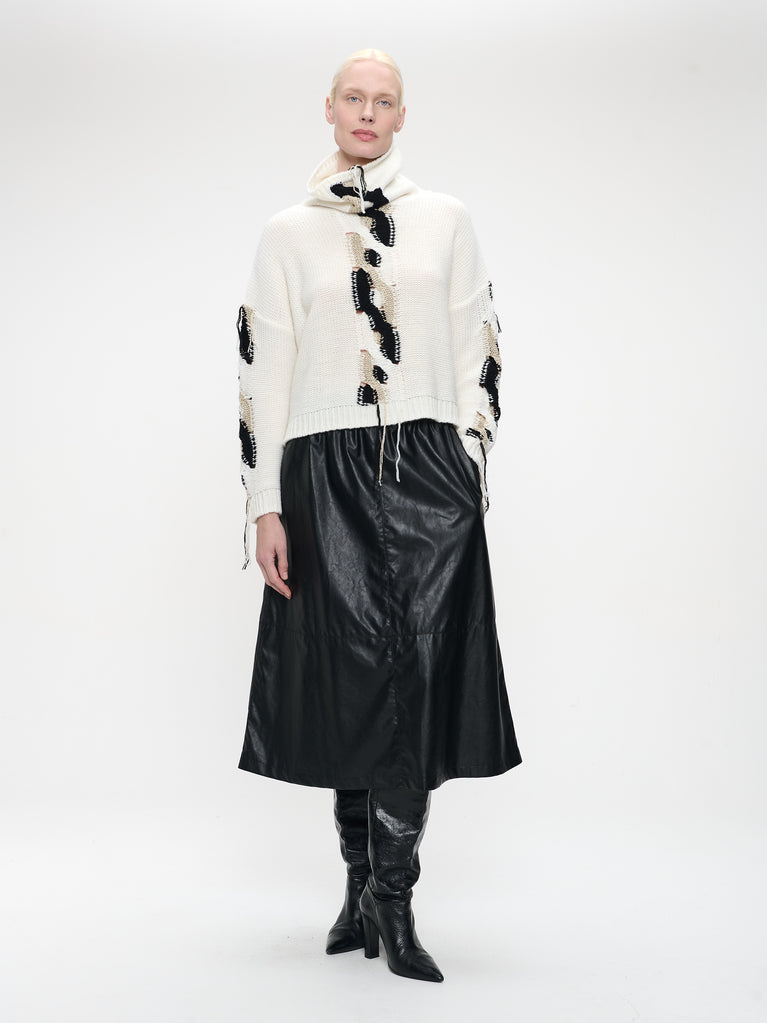 Fancy high neck Pullover H25024 | Off White