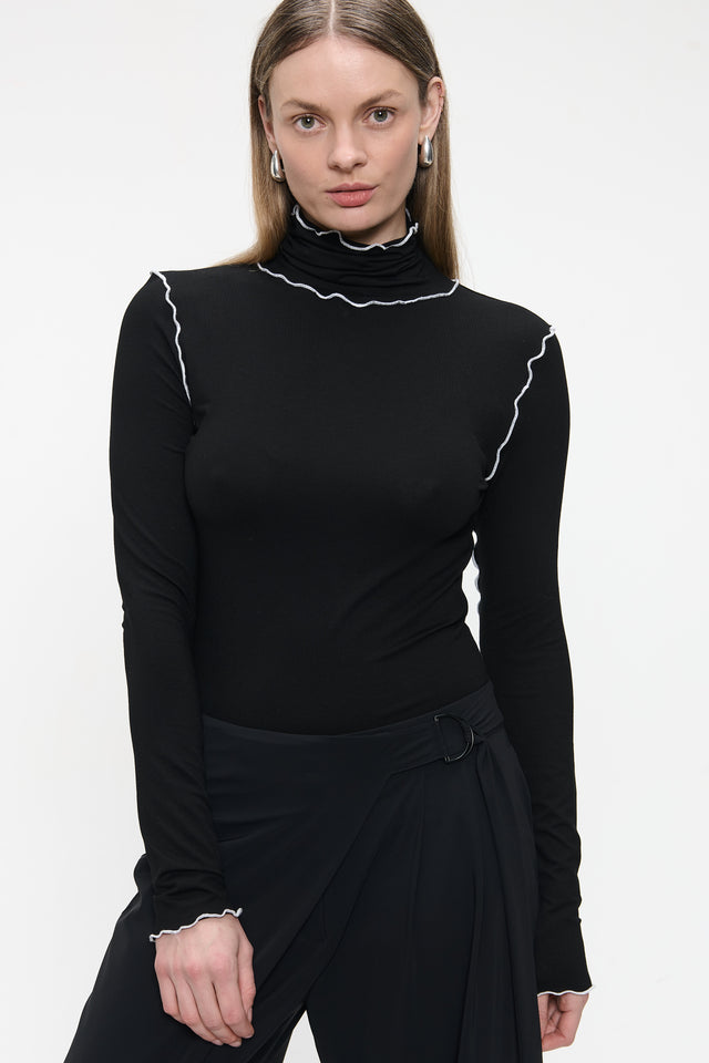 Janice viscose top | Black White