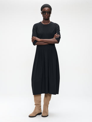Heide tech jersey dress LS | Black