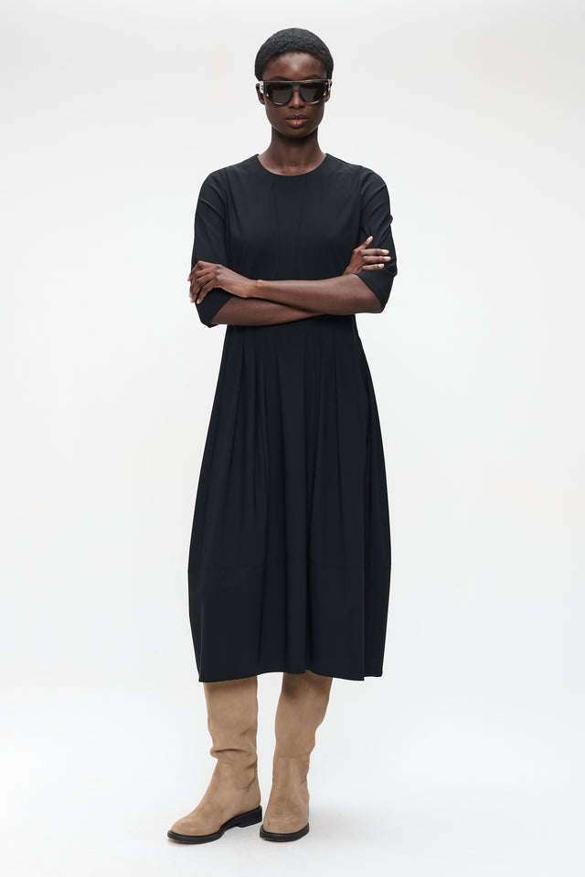Heide tech jersey dress LS | Black
