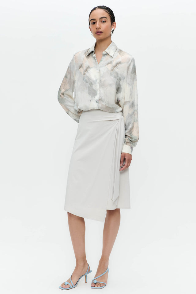 SisiN printed silk viscose blouse | Grey