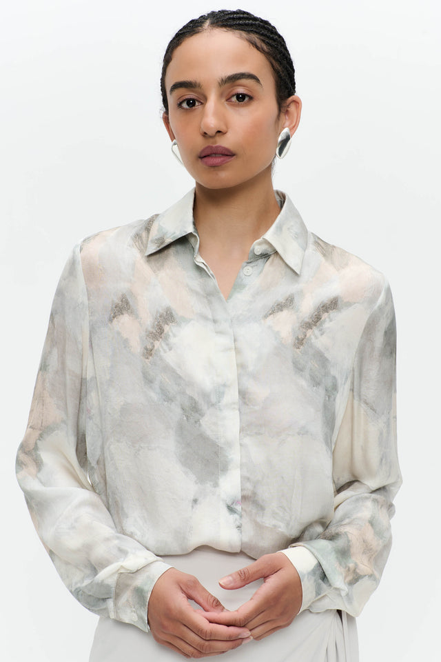 SisiN printed silk viscose blouse | Grey