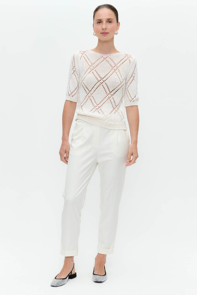 Openwork top with sequins 9040 | Off White