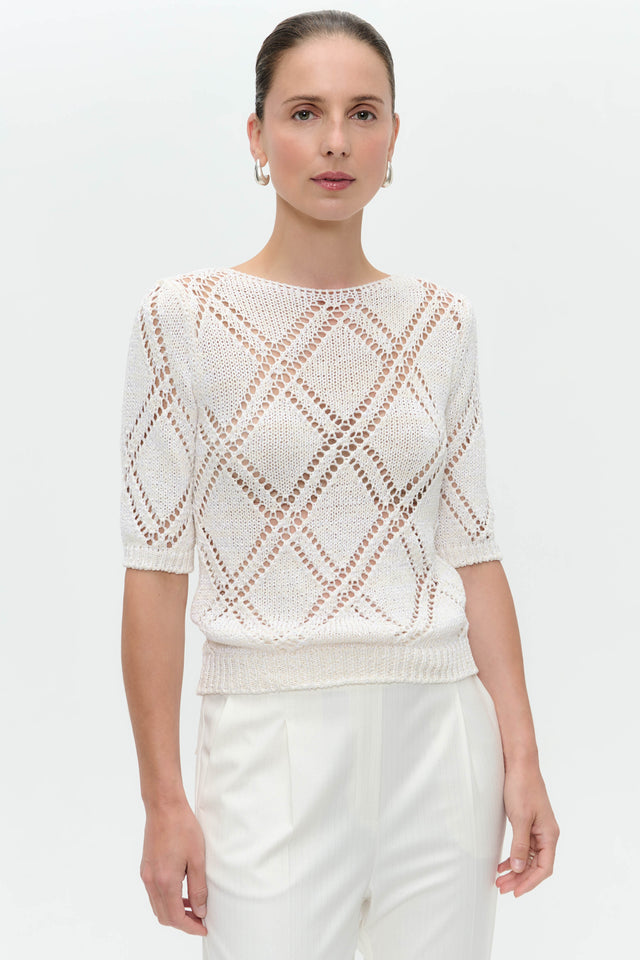 Openwork top with sequins 9040 | Off White