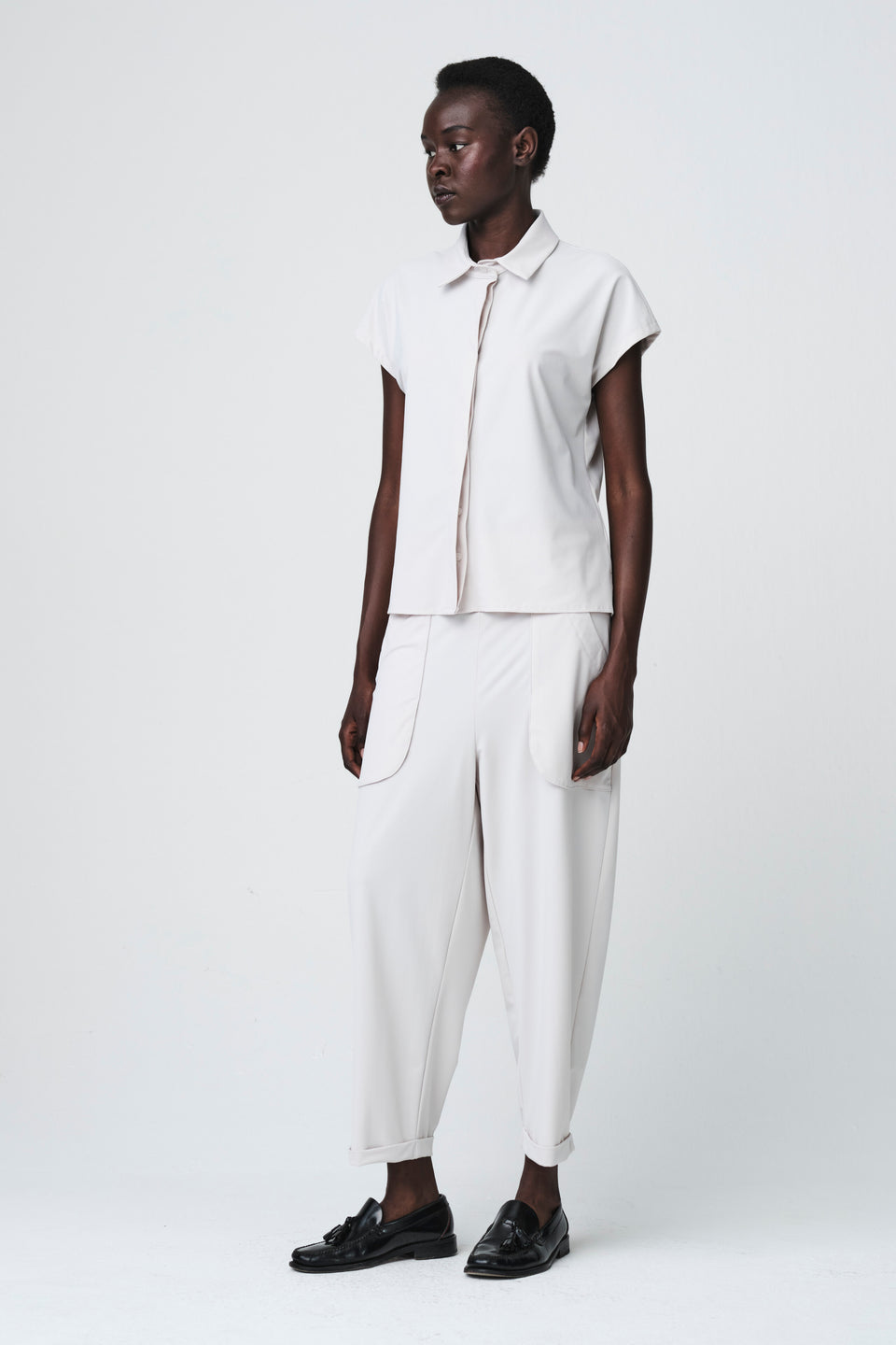 Wilma structure tech jersey blouse | Sand