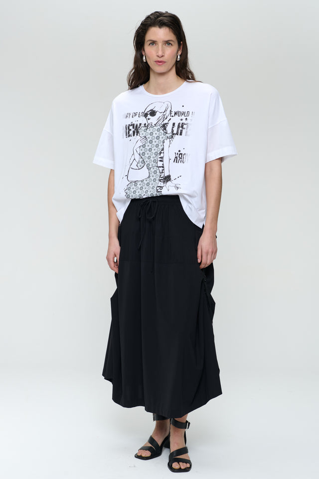 T-shirt oversize print mix cotton | White