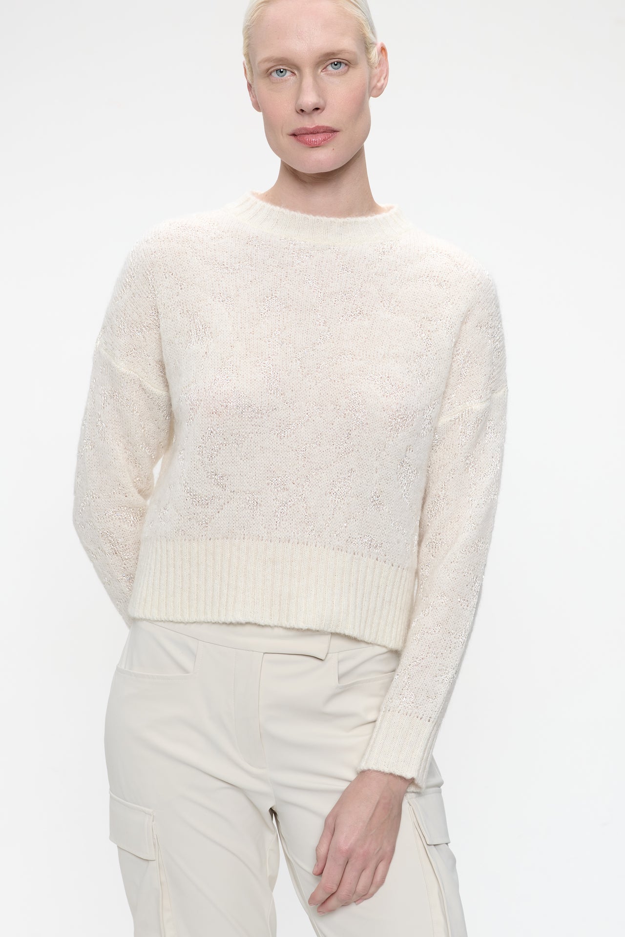 Pullover shiny alpaca H24423 | Ecru