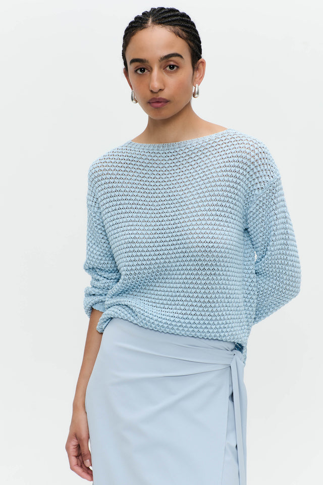 Cotton viscose blend pullover 9050 | Light Blue