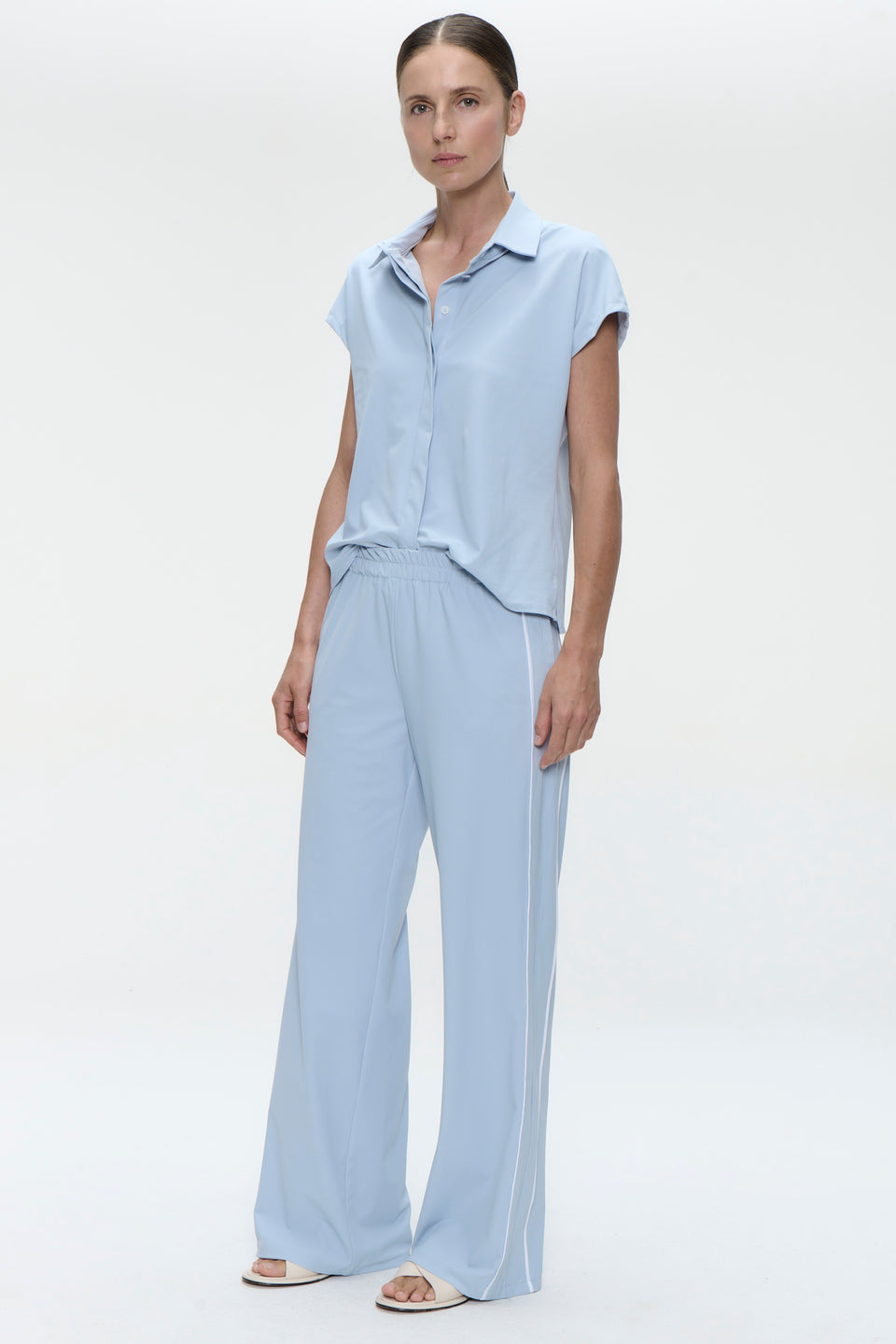 Wilma structure tech jersey blouse | Light Blue