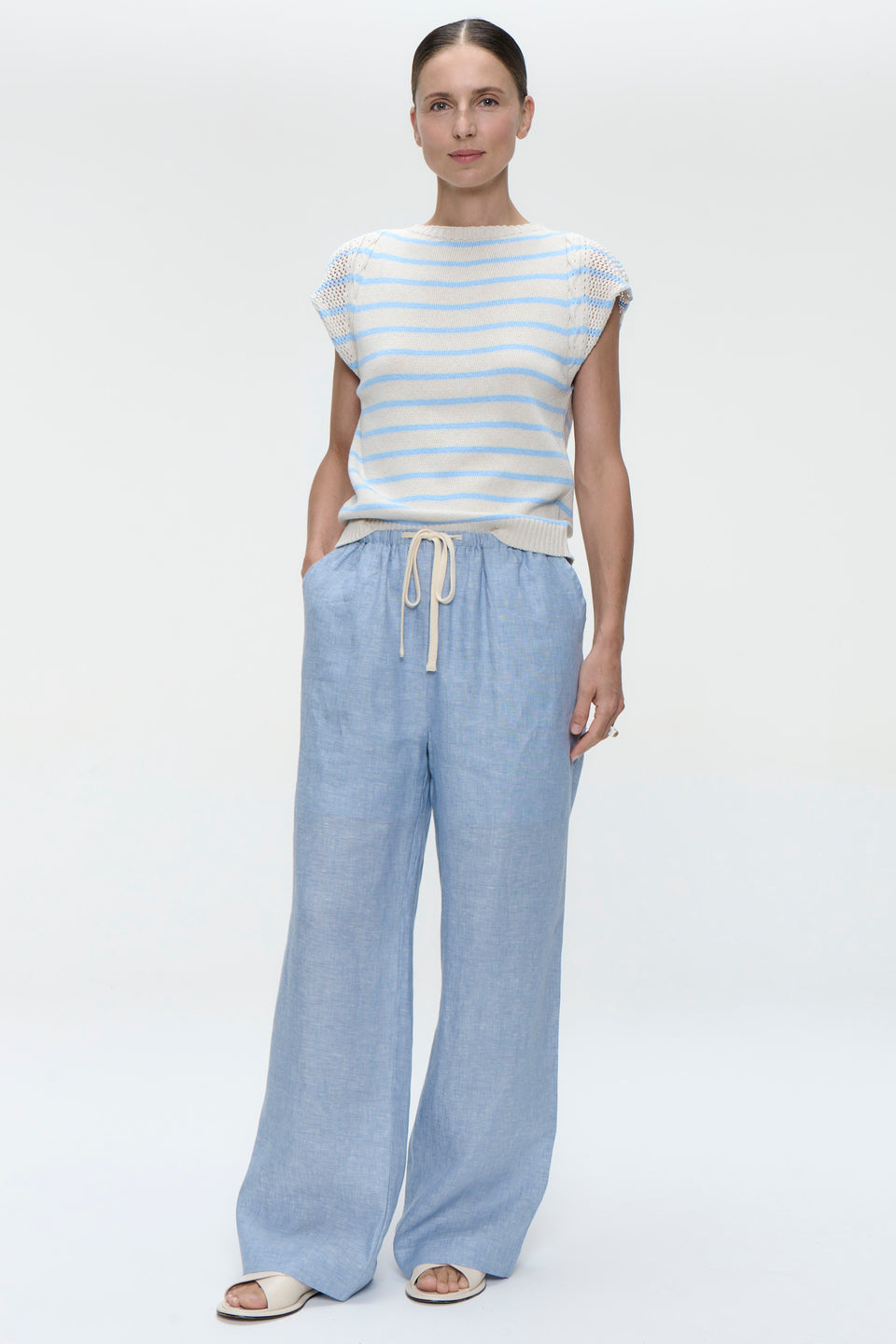 Top E26029 | Ecru Blue