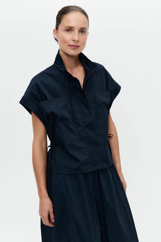 Paola polplin jacket blouse | Blue
