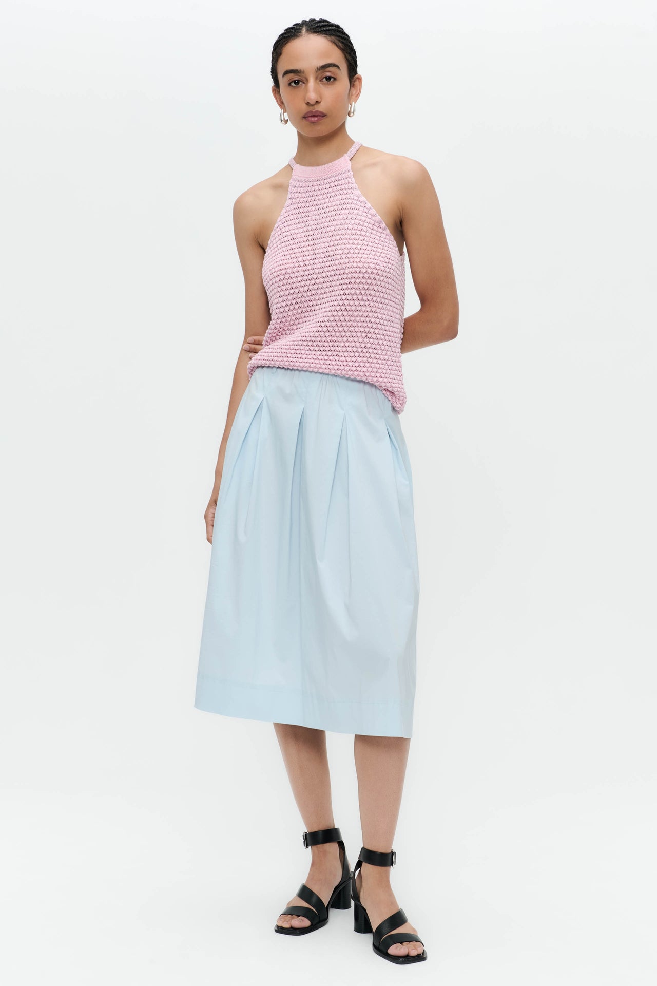 Open shoulders cotton viscose top 9042 | Rose